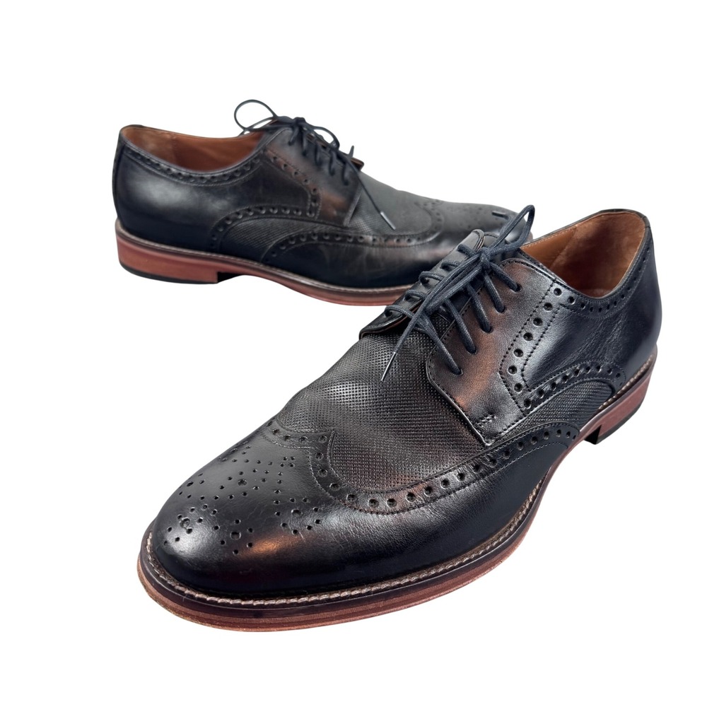 Johnston & Murphy J.Murphy Oxfords Mens 10M Black Wingtip Brogue Leather 59-1045